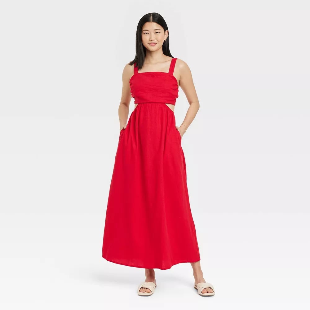 A New Day Sleeveless Ruched Side Cut Out Dress
