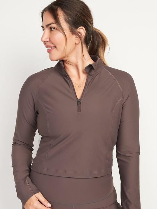 PowerSoft Cropped Quarter-Zip Performance Tope
