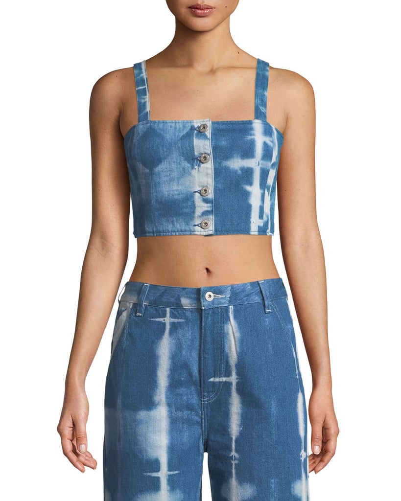 Levi's Made & Crafted Button-Front Tie-Dye Denim Crop Top