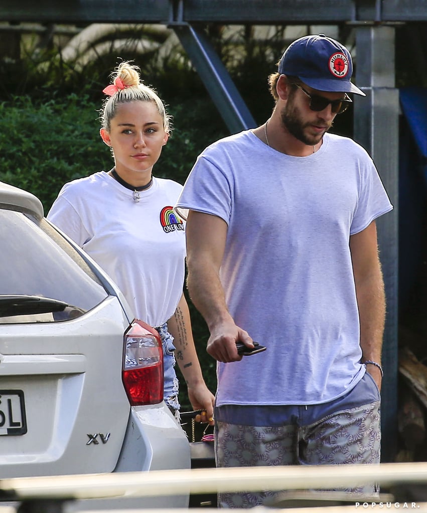 Miley Cyrus and Liam Hemsworth Having Lunch in Australia