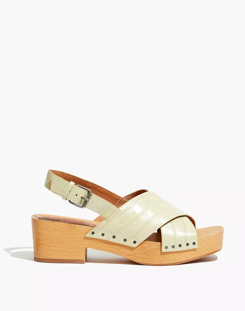 Madewell The Farrah Slingback Clog in Croc Embossed Leather