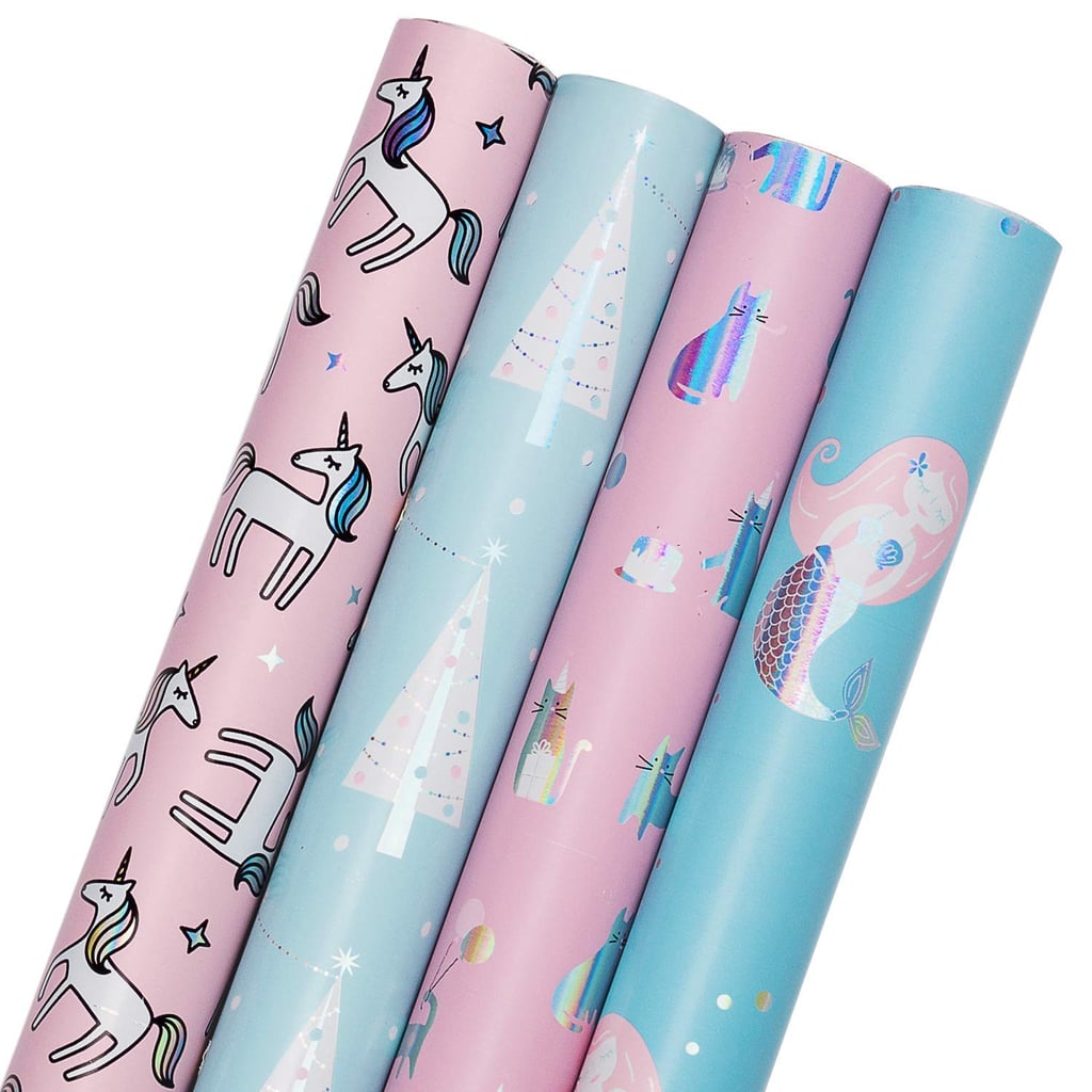Mermaid, Unicorn, Cat, and Tree Gift Wrapping Paper Rolls