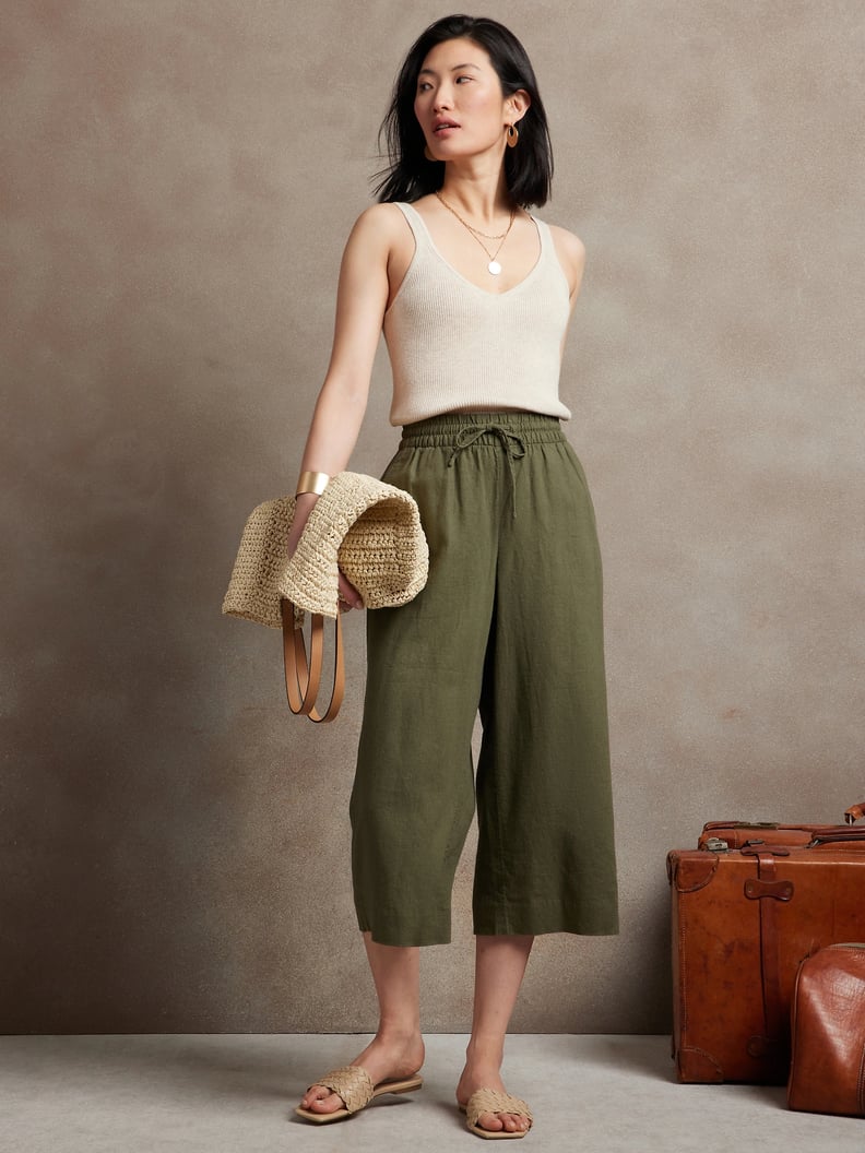 Linen-Cotton Wide-Leg Pant, Banana Republic Factory