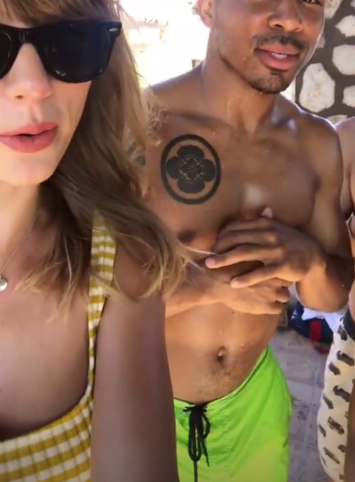 Taylor Swift's Yellow Solid and Striped Bikini