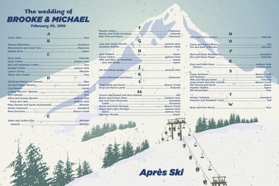 Ski Lift Wedding Seating Chart