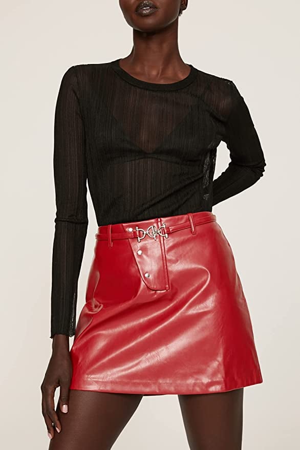 New: Saunders Collective x RTR Design Collective Red Faux-Leather Skirt