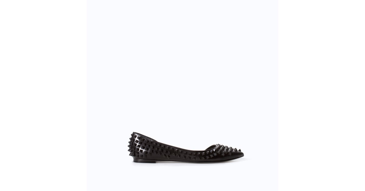 Zara Leather Ballet Flats With Studs (60) Best Pieces From Zara Feb