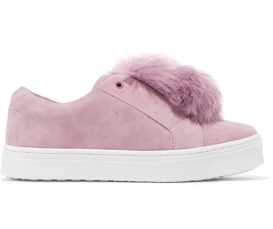 Sam Edelman Leya Faux Fur-Embellished Suede Slip-On Sneakers