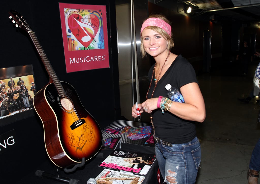 Miranda Lambert hit up the MusiCares booth to sign her autograph.