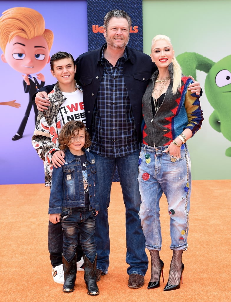 Pictured: Kingston Rossdale, Apollo Rossdale, Gwen Stefani, Blake Shelton