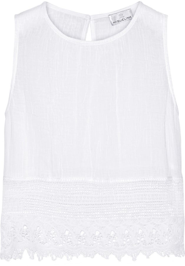 Miguelina Hailey Crochet-Trimmed Cotton-Gauze Top ($210)