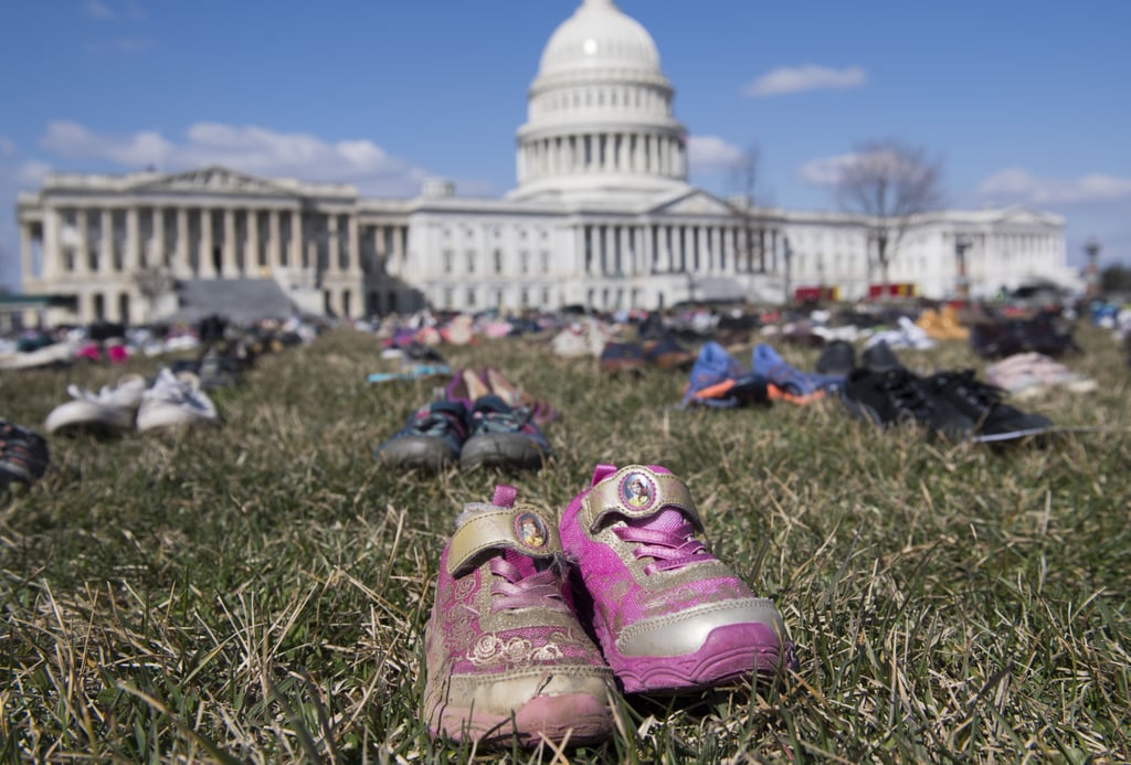 Gun-Violence Protestors Leave Shoes Outside US Capitol