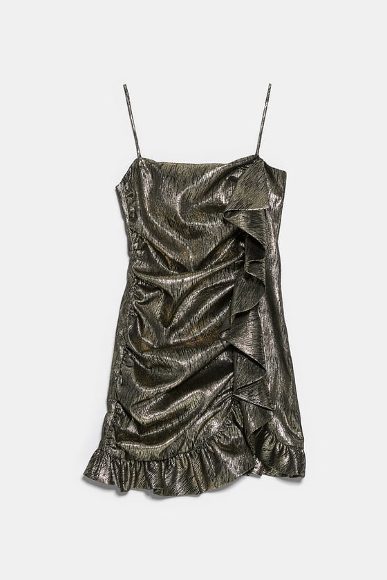 Zara Ruffled Metallic Dress