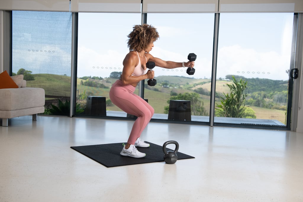 Dumbbell Squat Hold With Alternating Punch