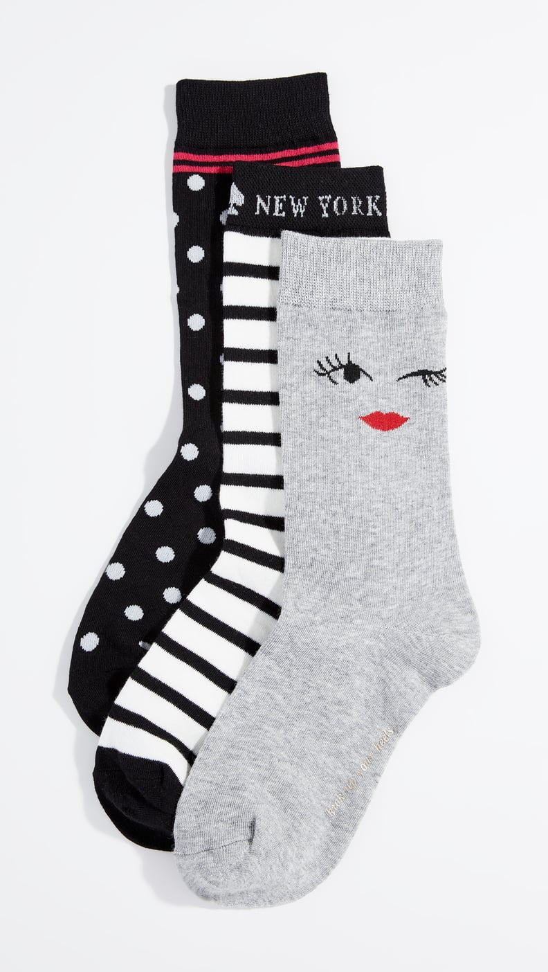 Kate Spade New York Wink Face Trouser Socks 3 Pack