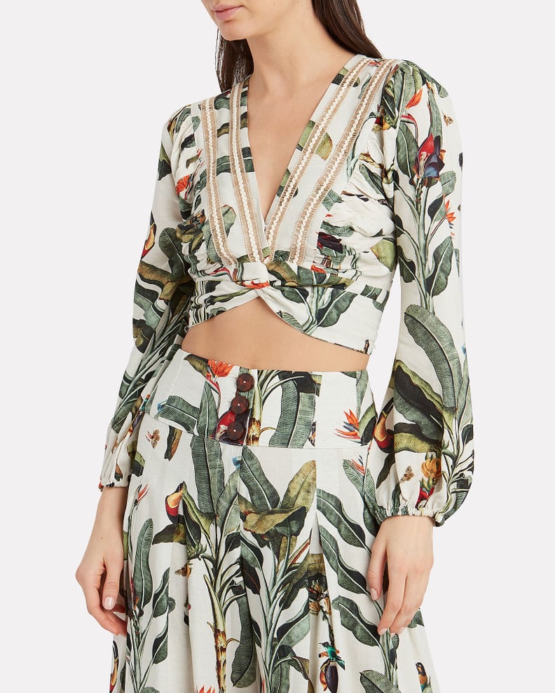 PatBo Tropical Cropped Wrap Top