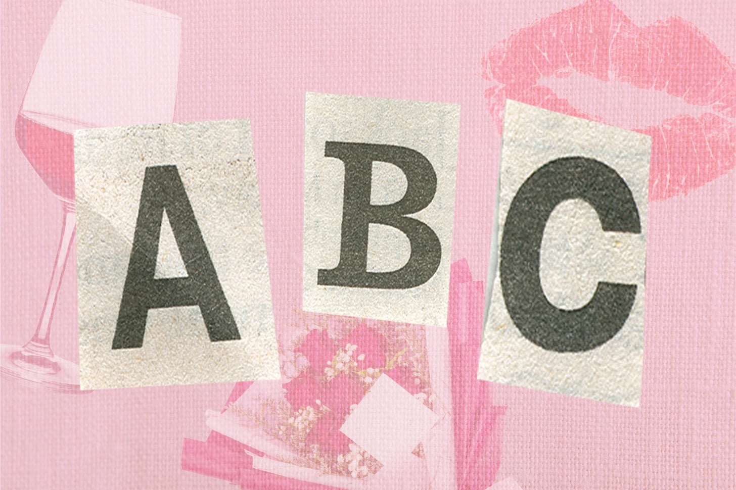 Designed Image of "A" "B" and "C" Letter Over a Pink Background