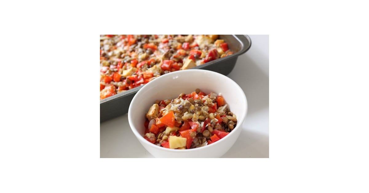 Vegetarian Cheesy Red Pepper and Lentil Bake Easy Healthy Dinner Recipes POPSUGAR Fitness