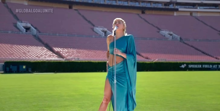 Miley Cyrus's Teal Alexandre Vauthier Dress For Global Goal