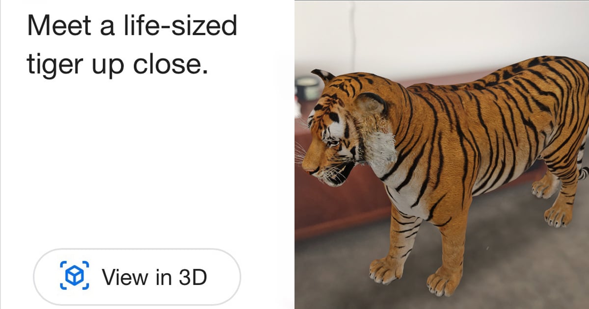 Google 3D Tigers  Google's AR animals: You can get a 3D view of