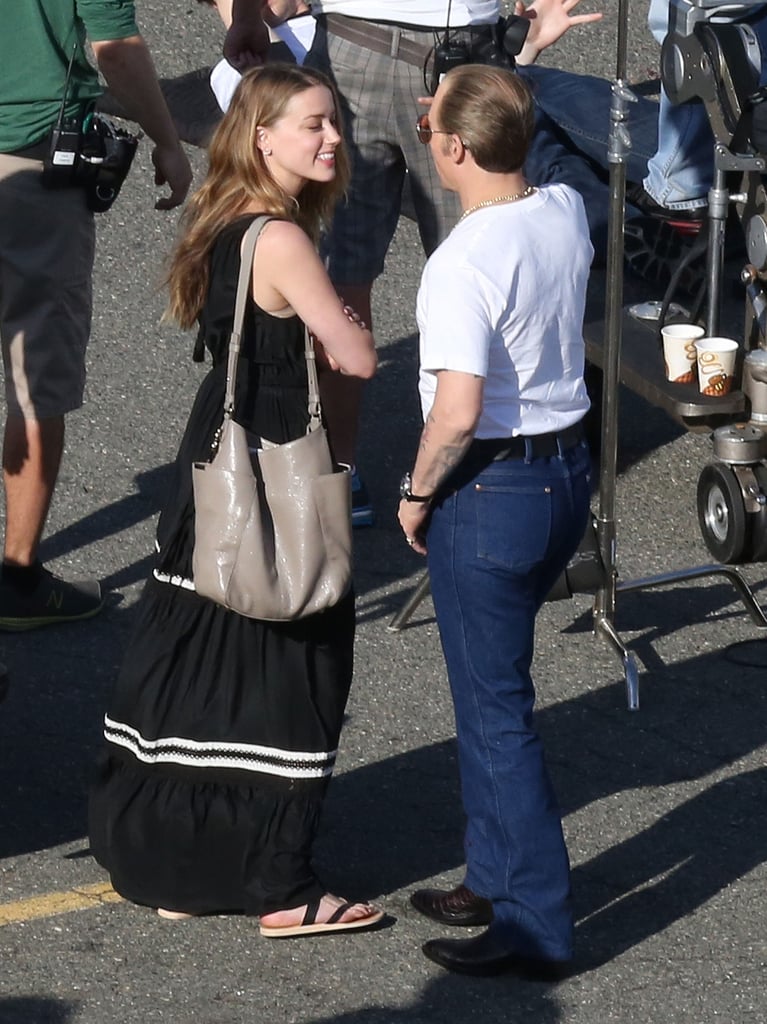 Johnny Depp and Amber Heard Kissing on the Set of Black Mass
