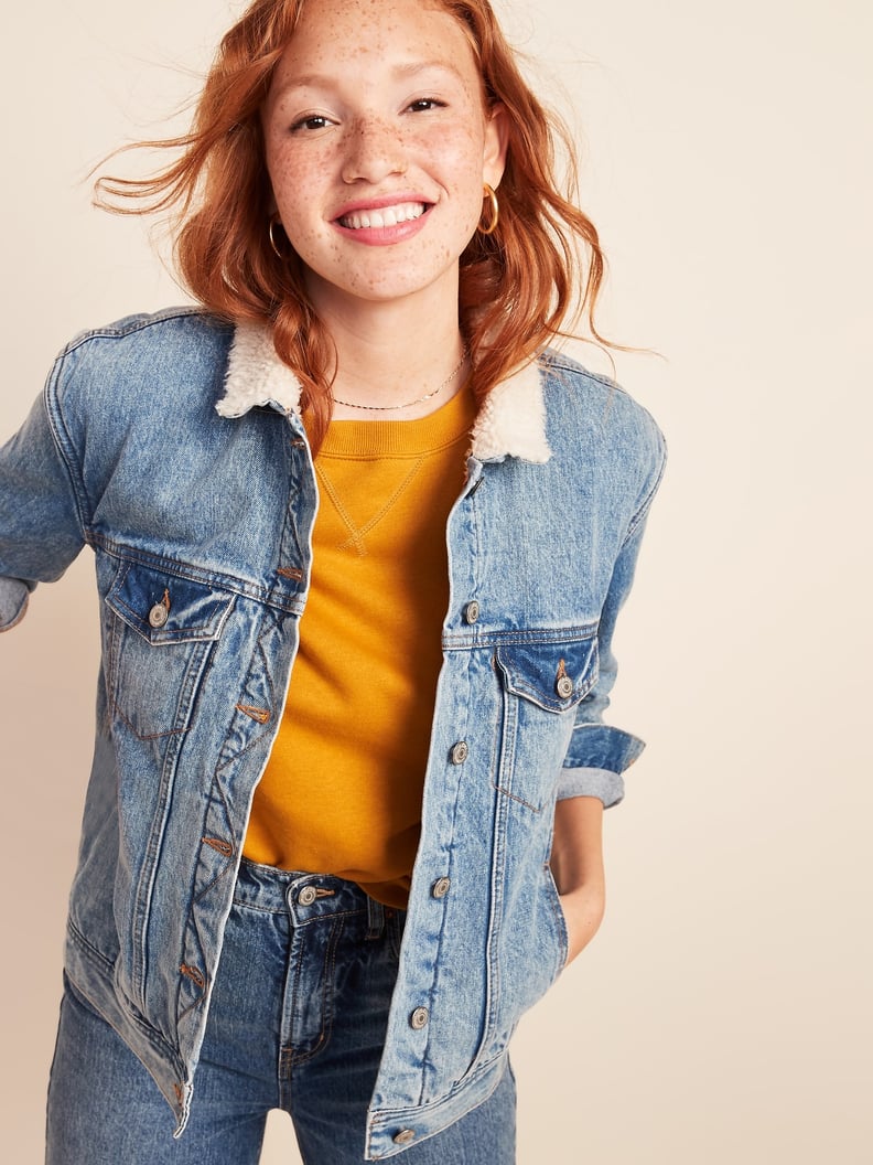 Old navy sherpa lined jean jacket top