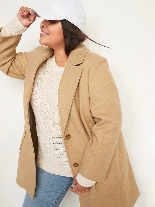 New look petite button front coat in oatmeal clearance