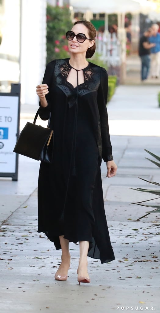 Angelina Jolie Black Lace Dress August 2018