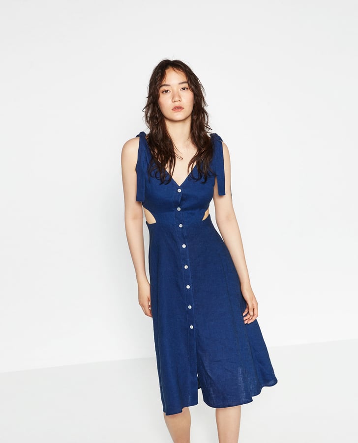 zara linen cutout dress