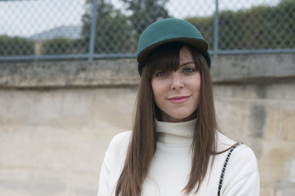 Don't think blunt bangs can work under a cap? Make like Stacey Jean Fuller and split them on the side.