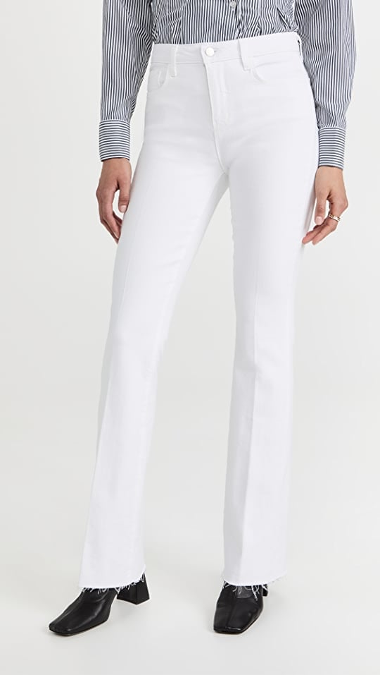 White Jeans: L'Agence Ruth Straight Raw Hem Jeans