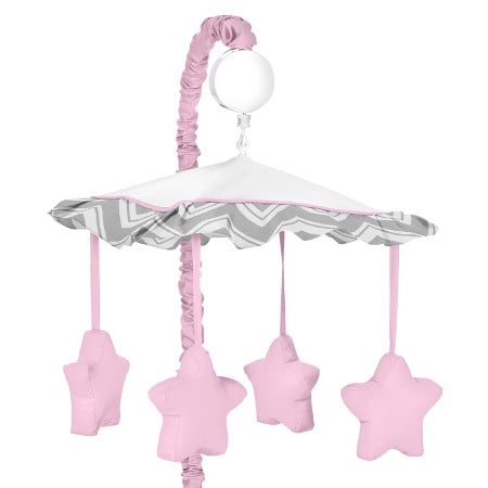 Pink Zig Zag Musical Crib Mobile