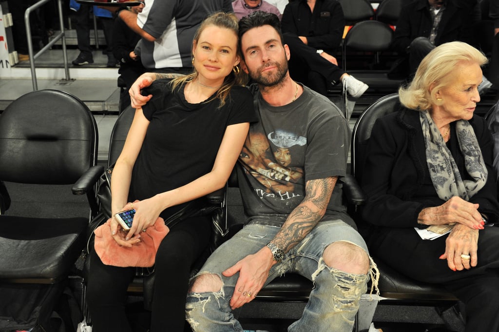 Adam Levine and Behati Prinsloo at LA Lakers Game 2017
