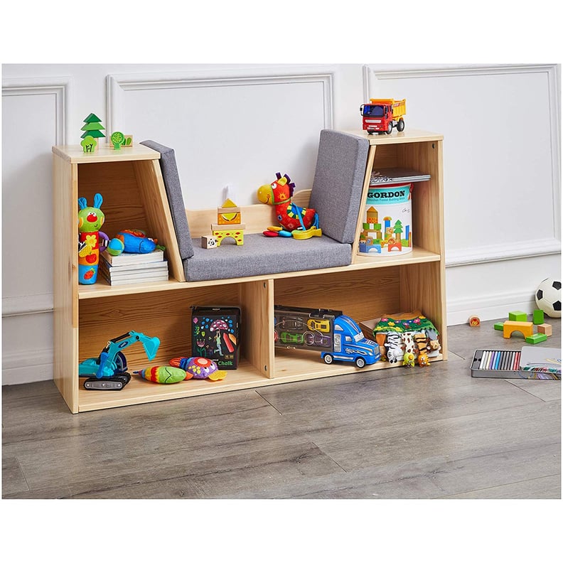 AmazonBasics Kids Bookcase With Reading Nook and Storage Shelves, White