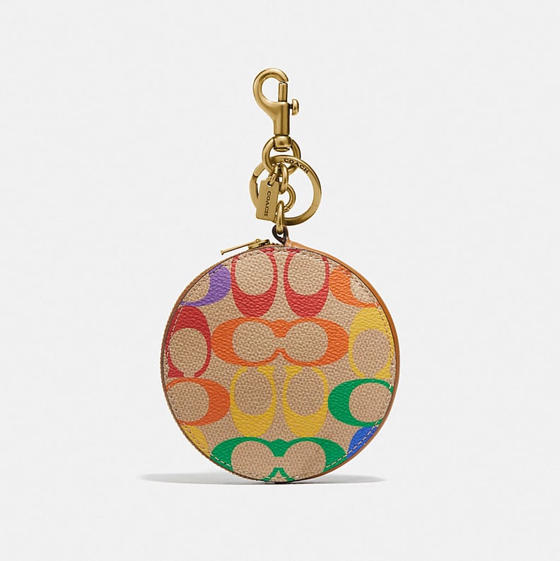 Coach Coin Case Bag Charm in Rainbow Signature Canvas