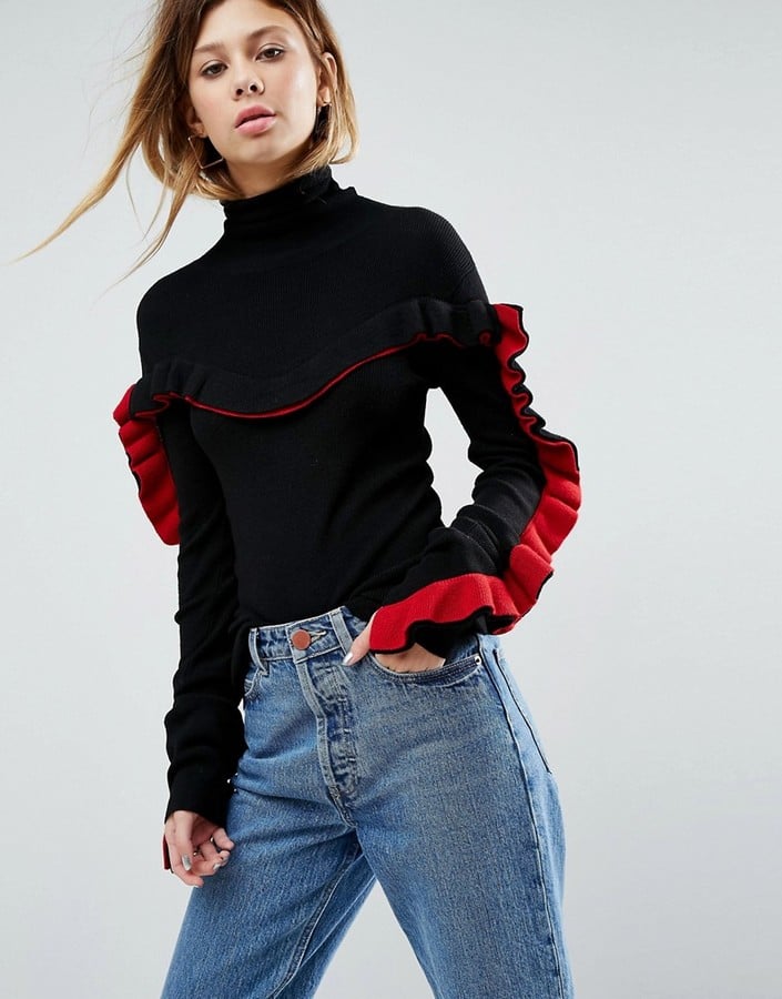 ASOS Sweater With Contrast Frill