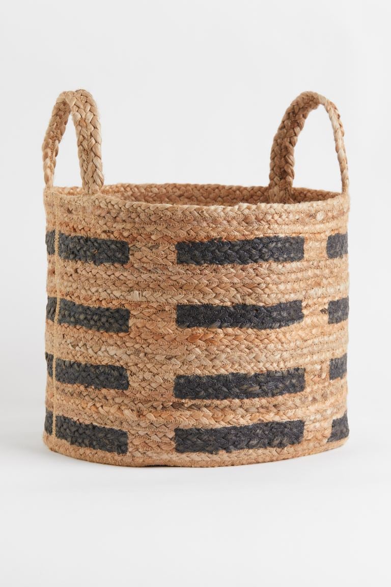 A Striped Basket: Jute Storage Basket
