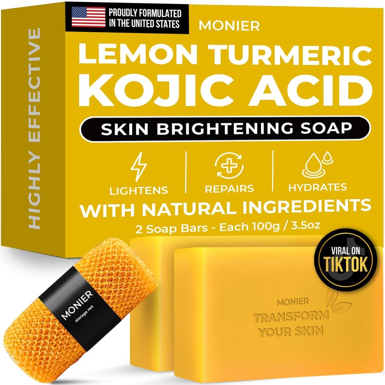 PLANTIFIQUE Kojic Acid Soap For Hyperpigmentation - Turmeric Soap 2 Bars With Hyaluronic Acid, Collagen, Vitamin C For Dark Spots - Face Wash For Women And Men, Vegan Skincare, 160g