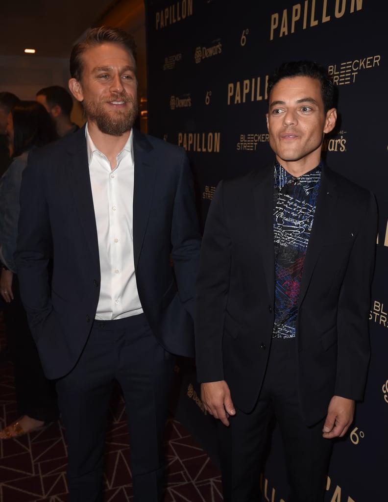 Charlie Hunnam and Rami Malek at Papillon Premiere Aug. 2018