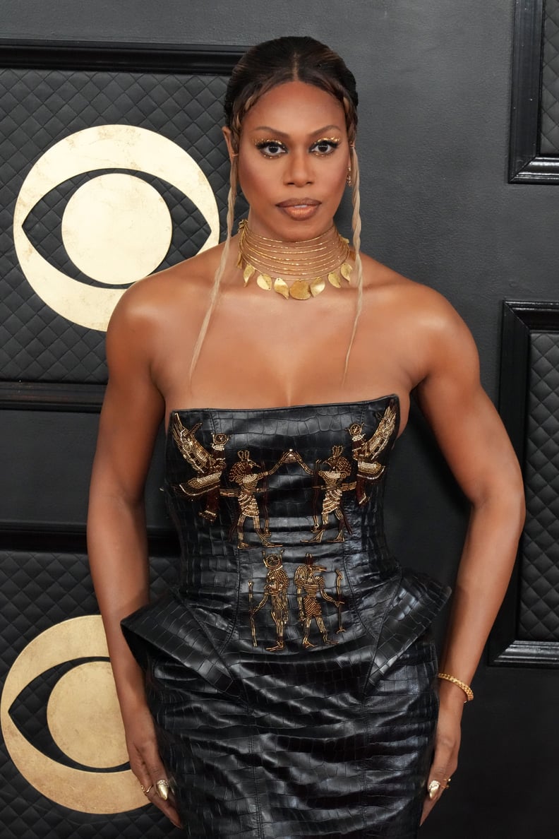 Laverne Cox's Braided Hairstyle and Gold Eye Makeup at the 2023 Grammys