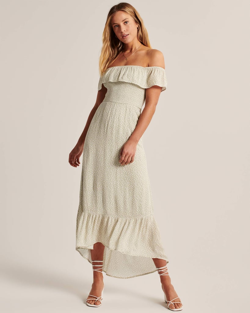 Abercrombie & Fitch Off-The-Shoulder Smocked Maxi Dress