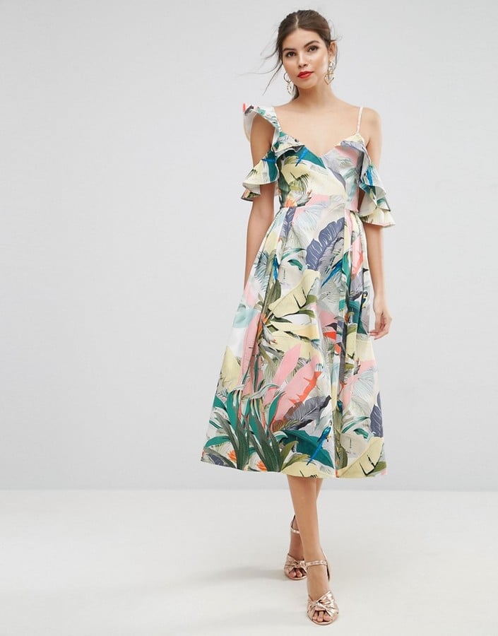 ASOS Tropical Ruffle Midi Dress