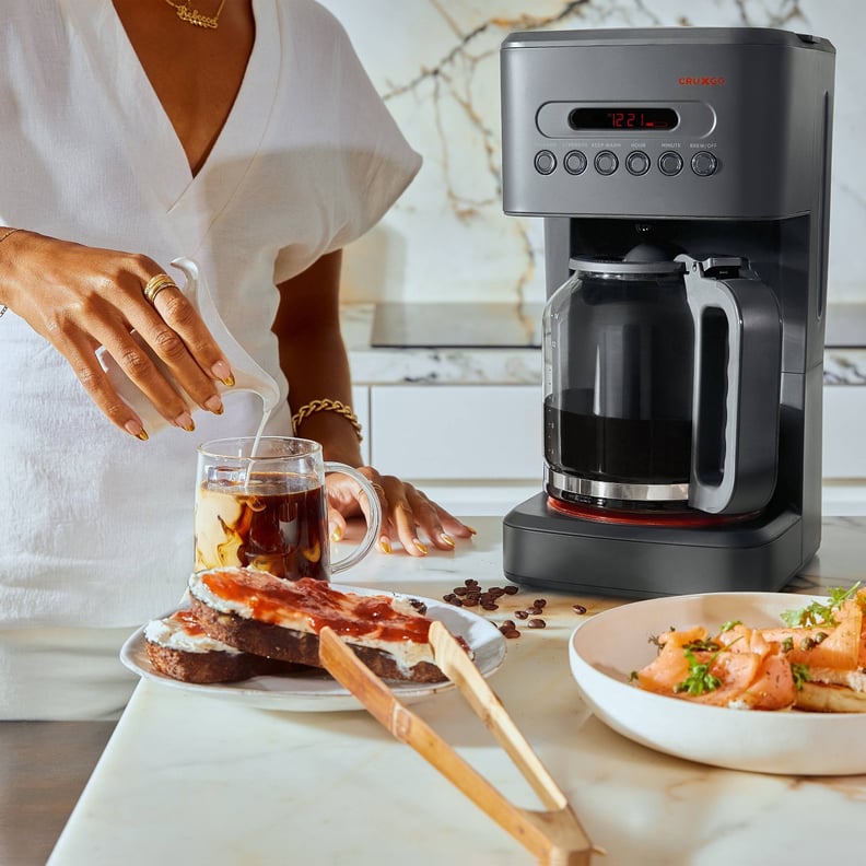 A Coffee Maker: CRUXGG 14 Cup Programmable Coffee Maker with Customizable Brew Strength