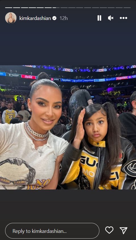 Kim Kardashian and North West at the Lakers Game