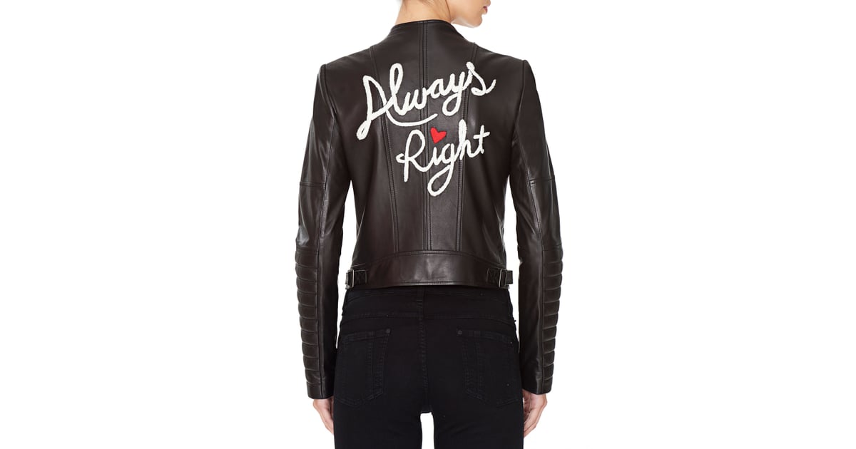 Alice + Olivia Gamma Always Right Embroidered Leather Biker Jacket ...