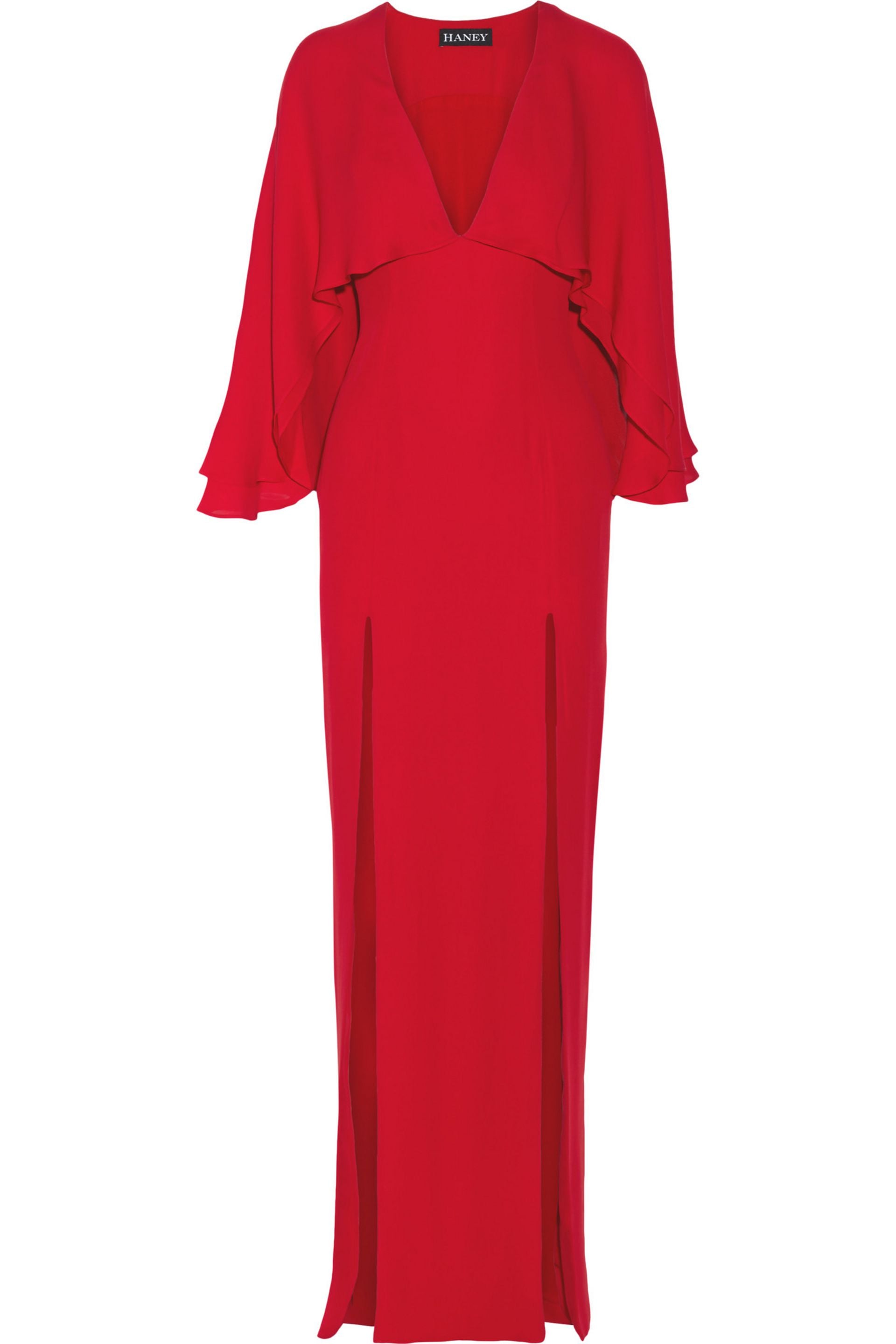 Haney Karen Cape Back Silk Chiffon Gown Elle Fanning Is a Disney