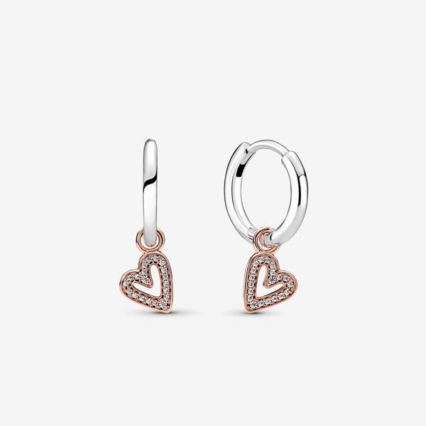 Pandora Sparkling Freehand Heart Hoop Earrings