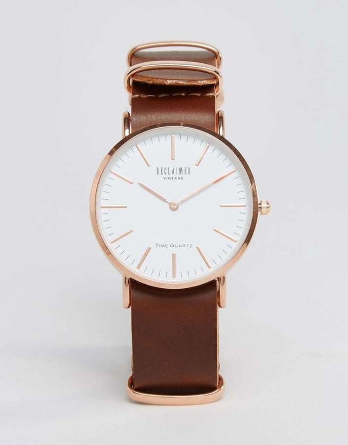 Reclaimed Vintage Leather Watch in Brown