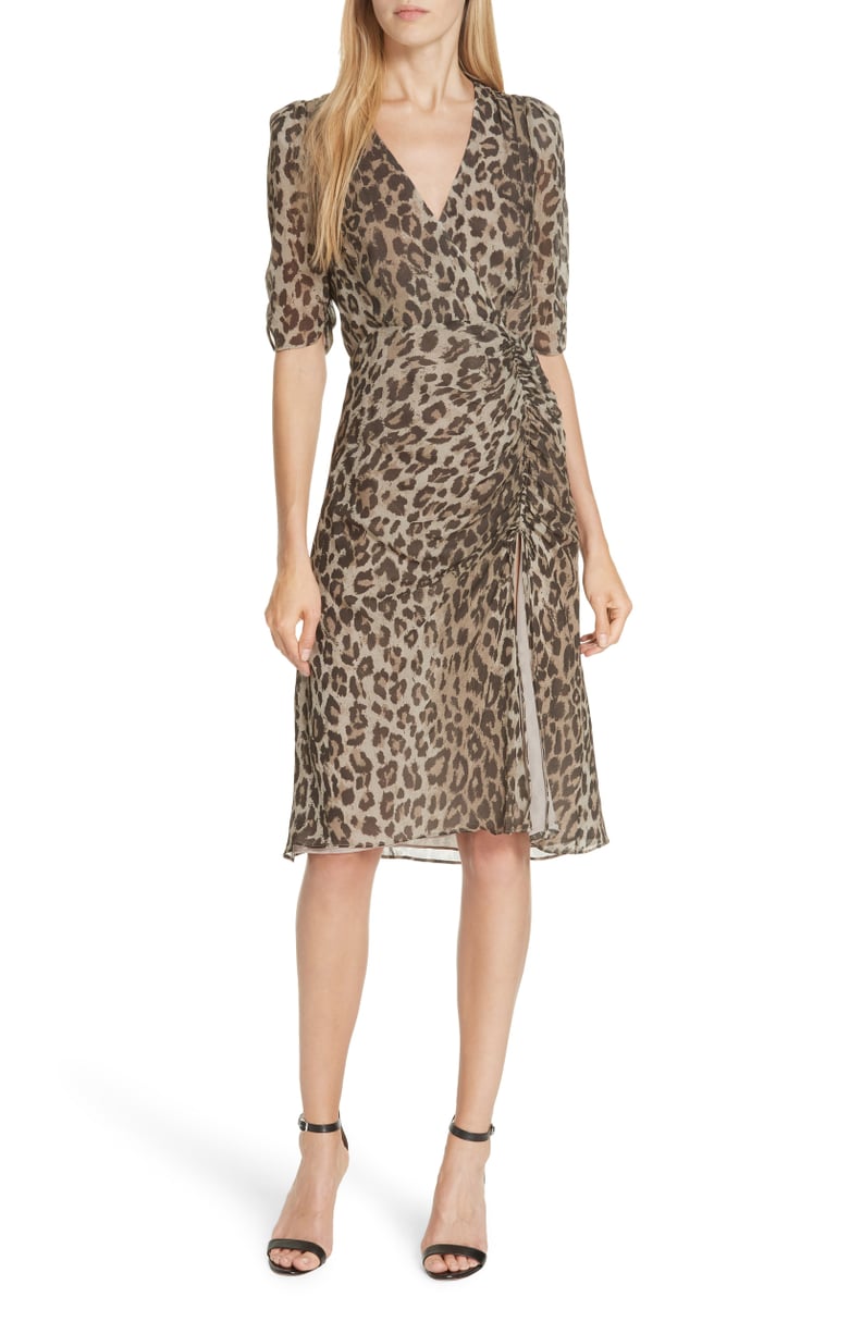 Nicholas Ruched Leopard Print Silk Dress