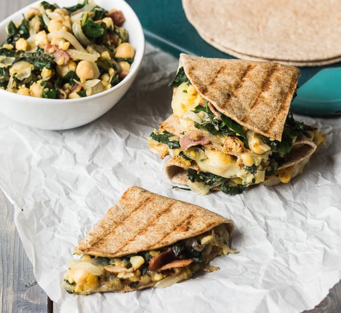 Swiss Chard and Bacon Quesadillas